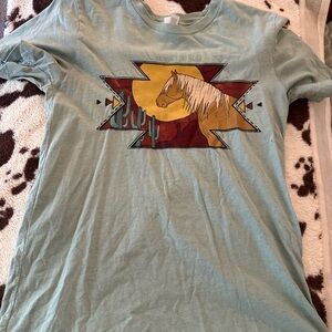 Graphic Tee with Horse and Desert Design